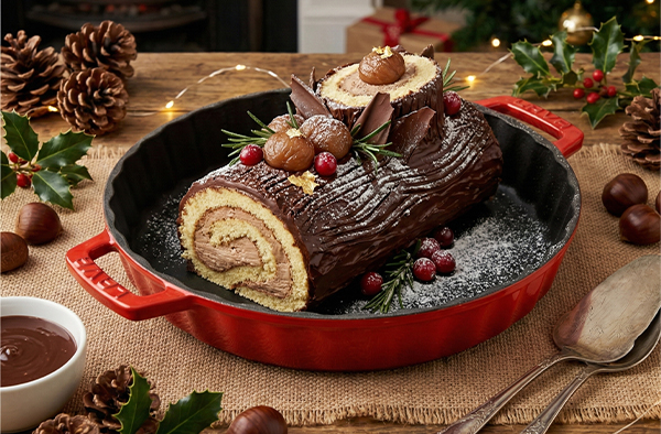 Kestaneli Çikolatalı Yule Log Tarifi