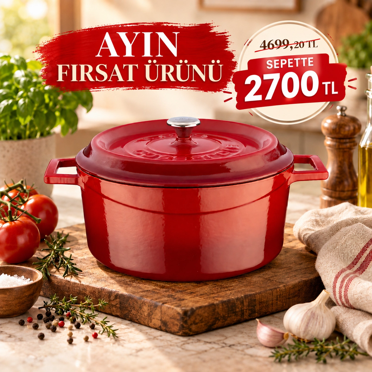 Lava Döküm Yuvarlak Tencere. Trendy Çap(Ø) 24cm.