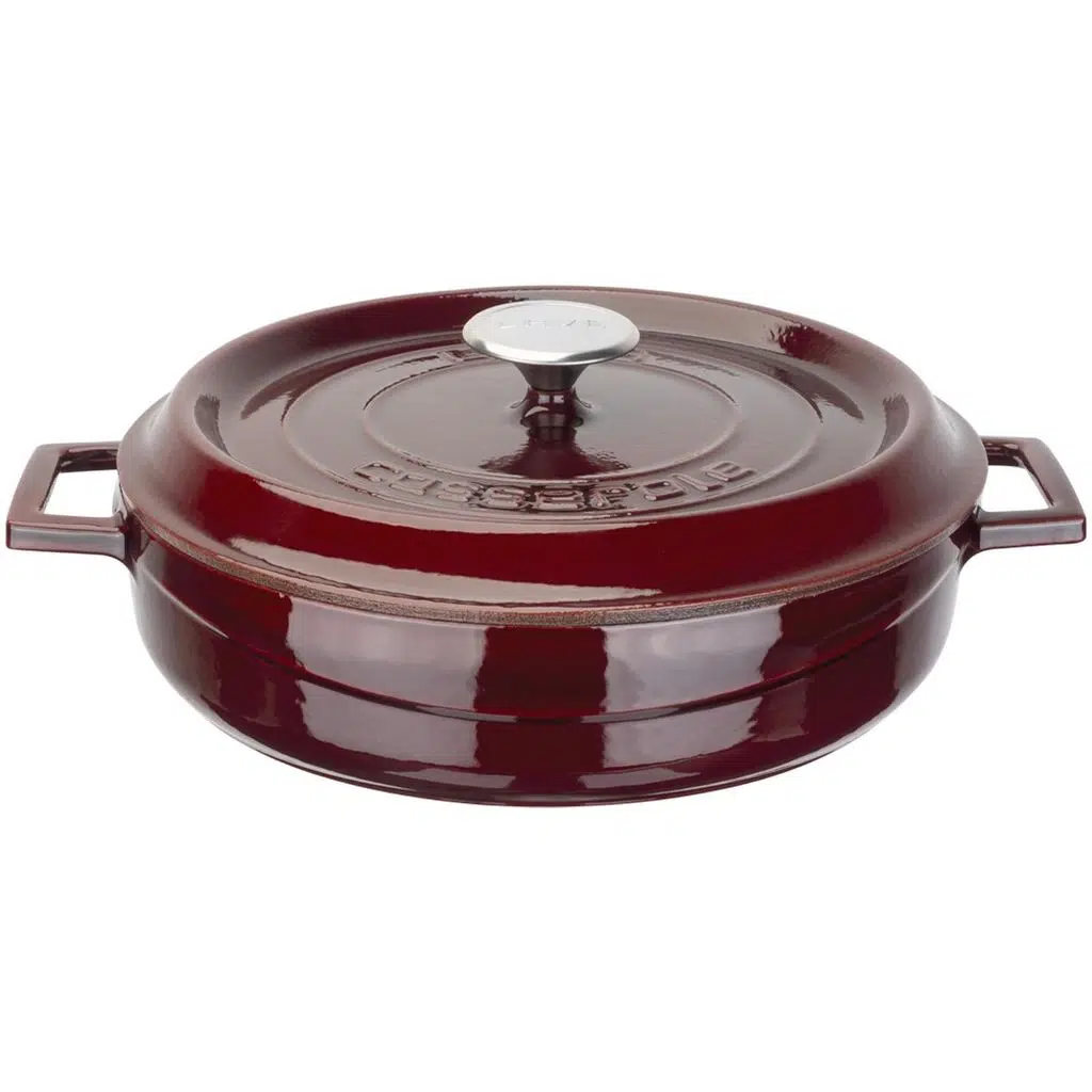 Lava Döküm Çok Amaçlı Yayvan Tencere Döküm Demir Yekpare Kulplu Premium Serisi Çap(Ø)28cm. - Kırmızı