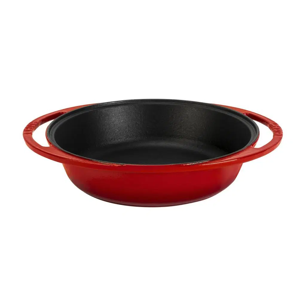 Lava Cast Iron Round Frying Pan. Dual Handle, Dia. Ø 27cm. - Red